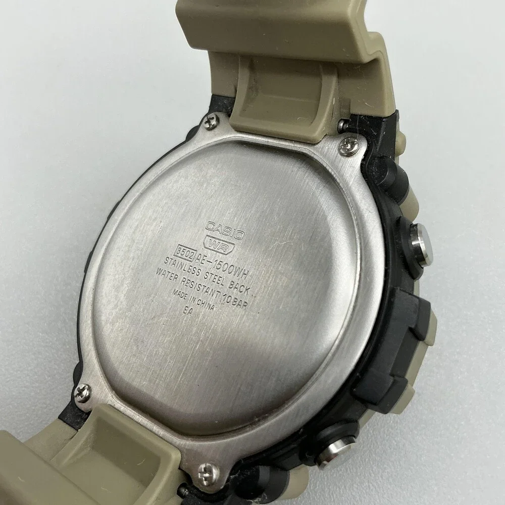 Casio 3502 AE-1500WH Mens Watch 51mm Digital Tan Case 100M WR Illuminator